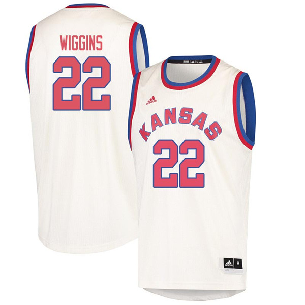 Men #22 Andrew Wiggins Kansas Jayhawks 2018 Hardwood Classic College Basketball Jerseys Sale-Cream - Click Image to Close